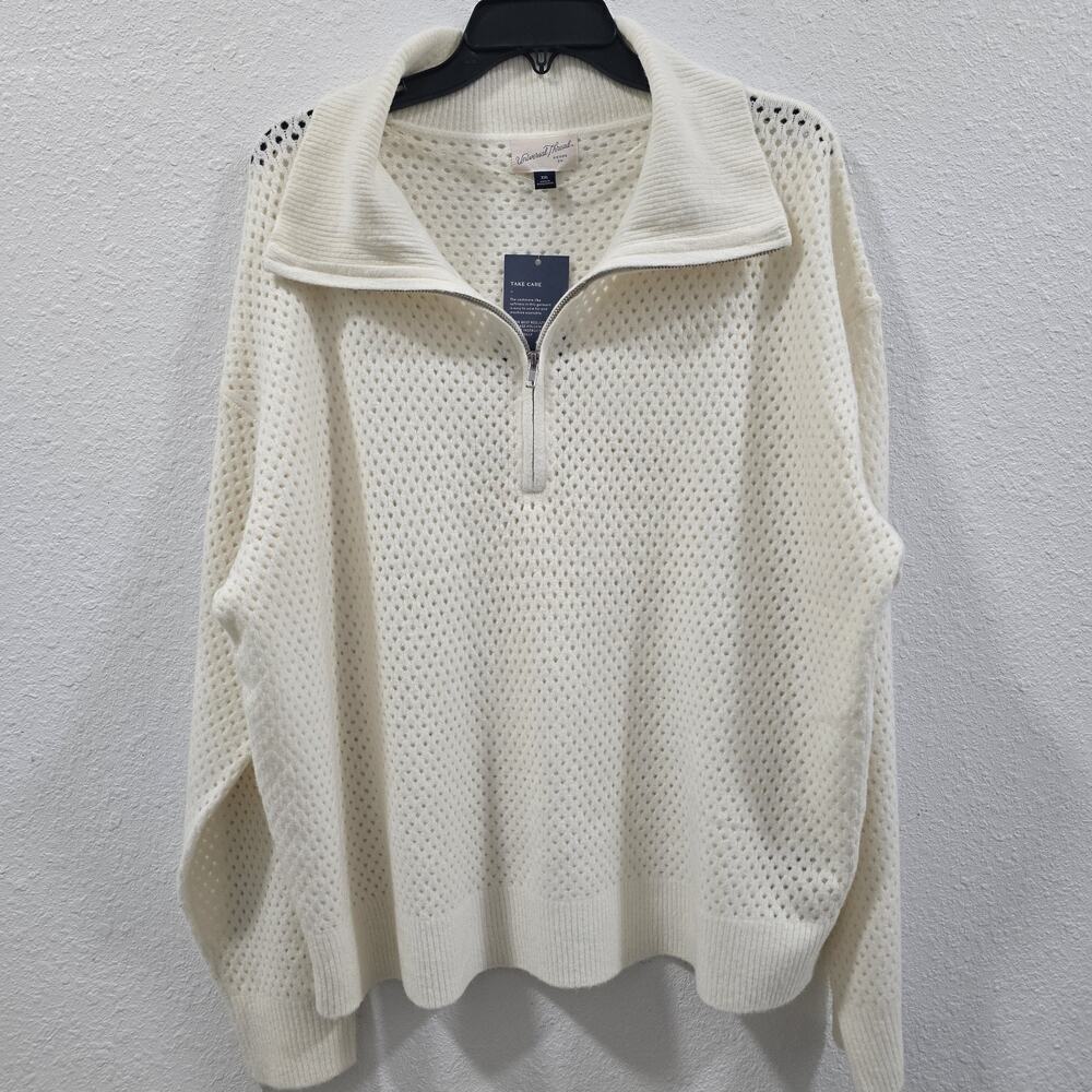 Universal Thread White Knit Half Zip Pullover Sweater XXL Cozy Warm Casual - Picture 3 of 13